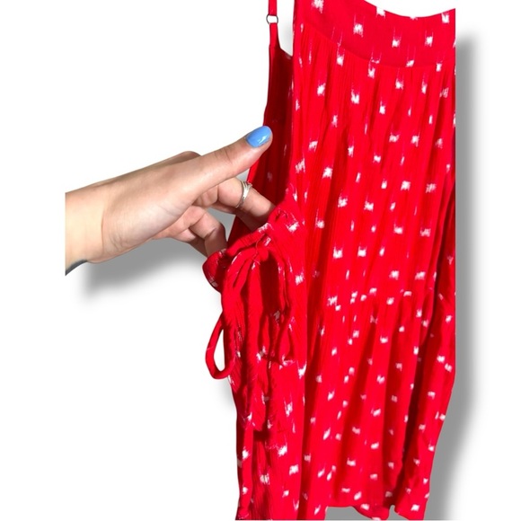 Universal Thread Red With White Pattern Sleeveless Adjustable Tiered Tank Top - Picture 14 of 16